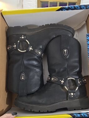 Roper Ricochet Black Harness Chunk Boots, Ladies 6.5